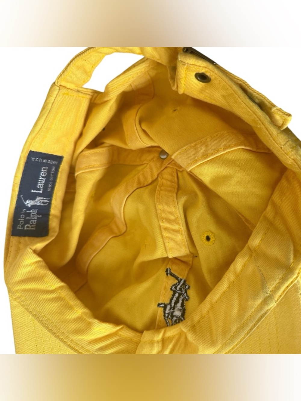 Polo by Ralph Lauren Yellow Embroidered Twill Ball Cap/Hat - Picture 3 of 3